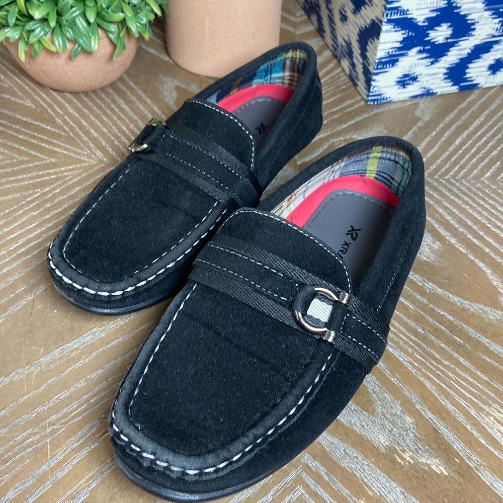 Boys Black Driver Slip On Loafer Dress Shoes 13